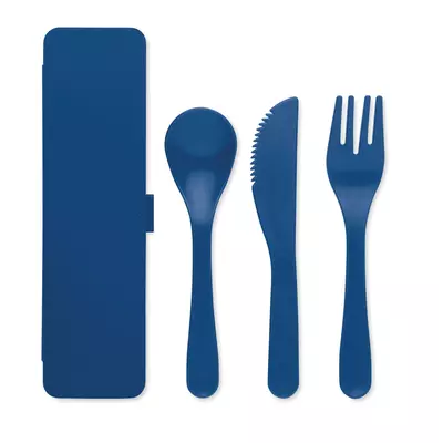 Plastic cutlery set in a case