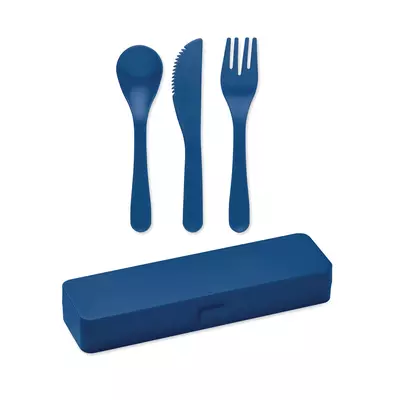Plastic cutlery set in a case
