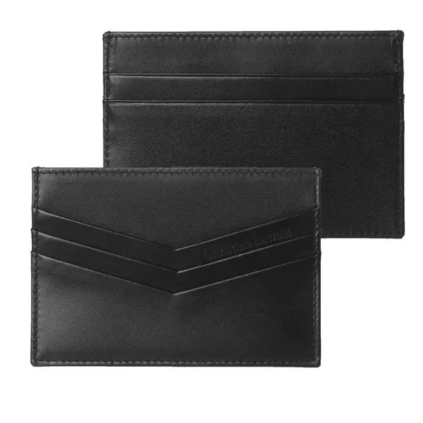 Кожен портфейл за карти Double Chevron