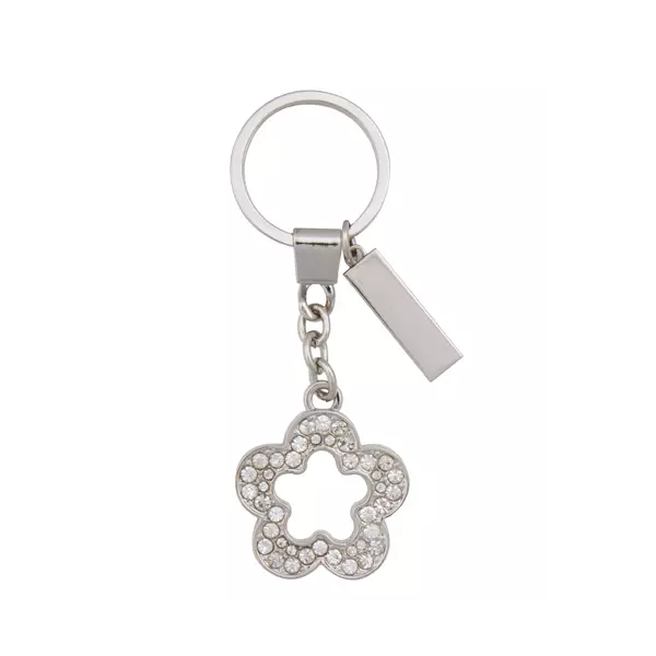 Metal keychain with crystals
