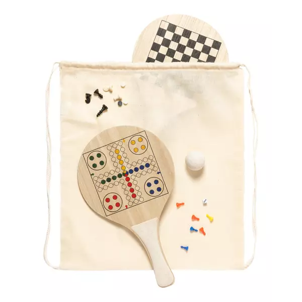 Beach tennis with 3 games in a cotton bag