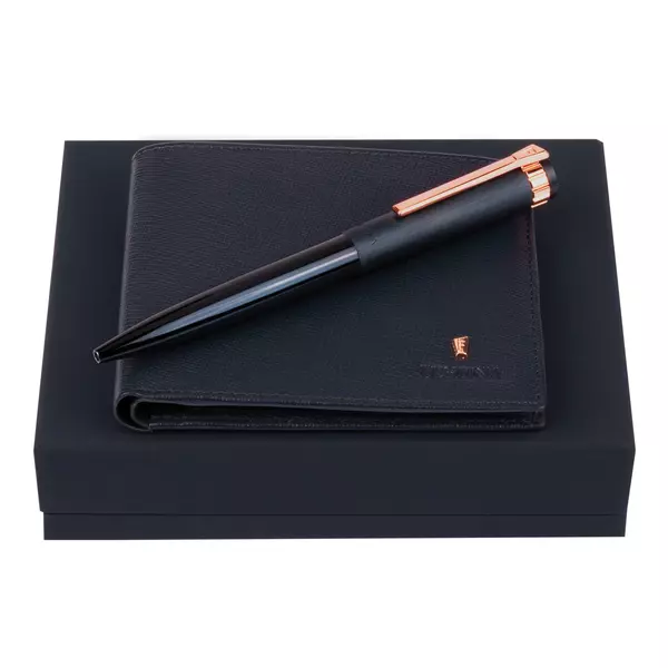 Set leather wallet and ball pen