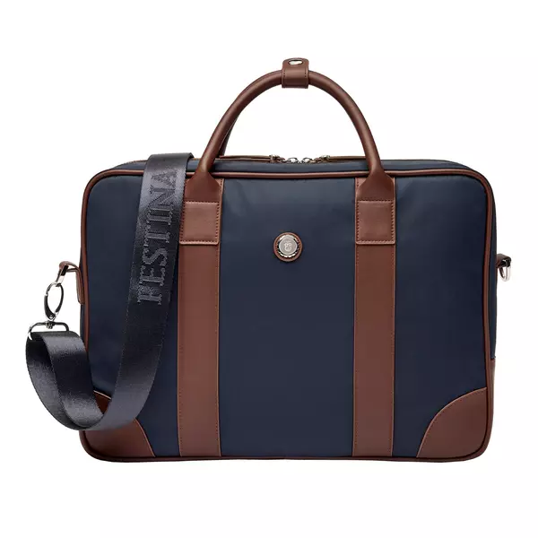 Чанта за документи Button Navy & Brown