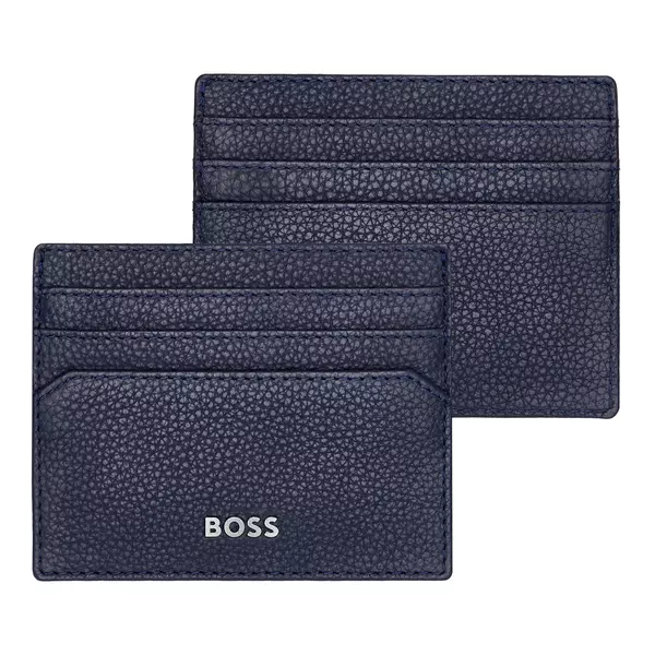 Кожен визитник Classic Grained Navy