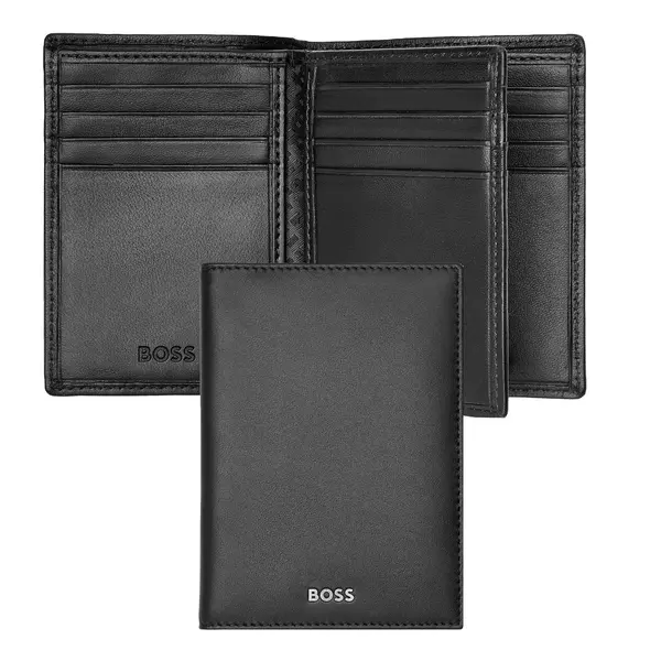 Вертикален портфейл за карти Trifold Classic Smooth Black