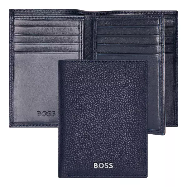 Вертикален портфейл за карти Trifold Classic Grained Navy