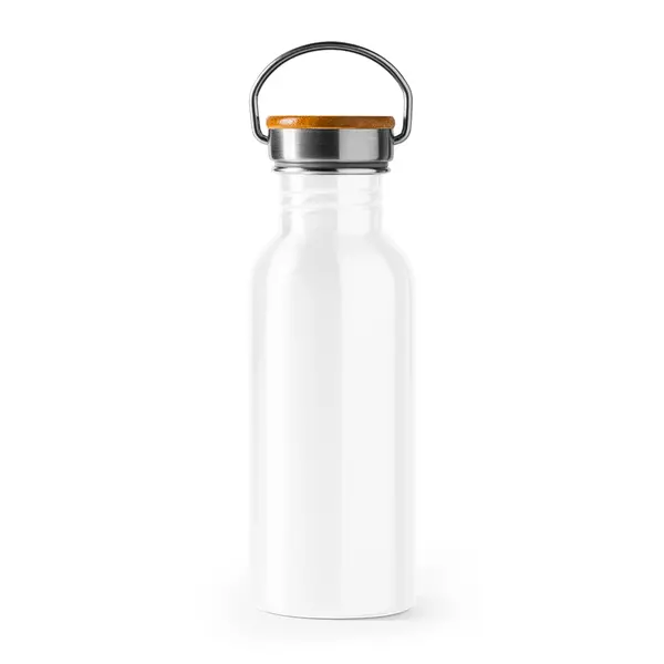 Steel thermos with bamboo lid