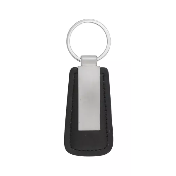 Leather keychain with metal tile