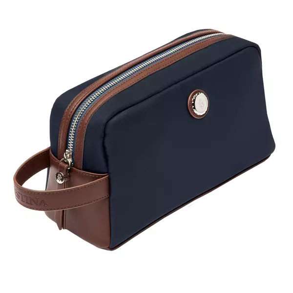 Козметичен несесер Button Navy & Brown