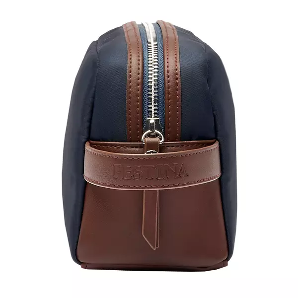 Козметичен несесер Button Navy & Brown