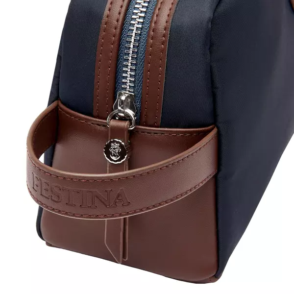 Козметичен несесер Button Navy & Brown