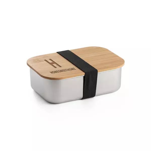Metal box with bamboo lid