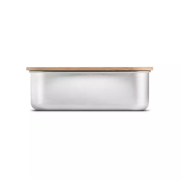 Metal box with bamboo lid