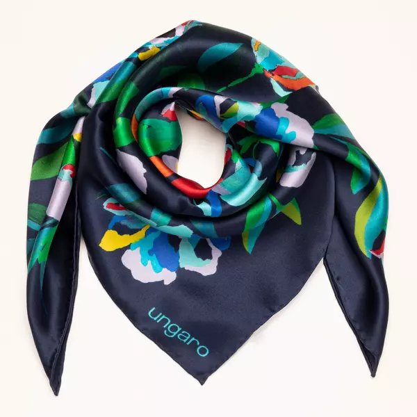Копринен шал Paola Navy