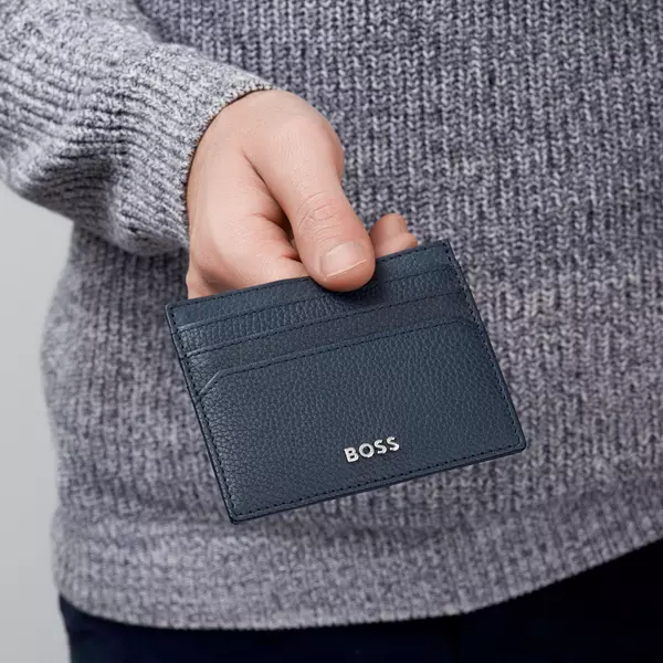 Кожен визитник Classic Grained Navy