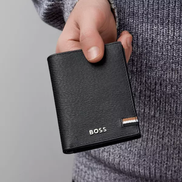 Вертикален портфейл за карти Trifold Iconic Black