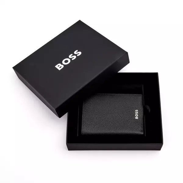 Вертикален портфейл за карти Trifold Classic Grained Black