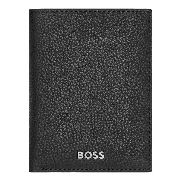 Вертикален портфейл за карти Trifold Classic Grained Black