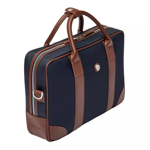 Чанта за документи Button Navy & Brown