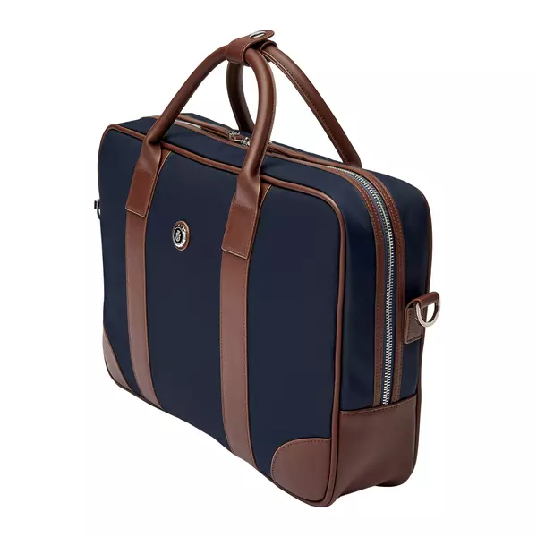 Чанта за документи Button Navy & Brown
