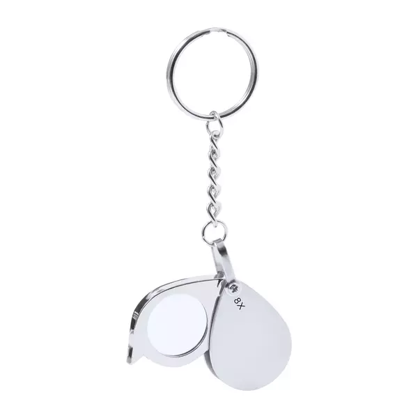 Metal keyring with magnifying glass