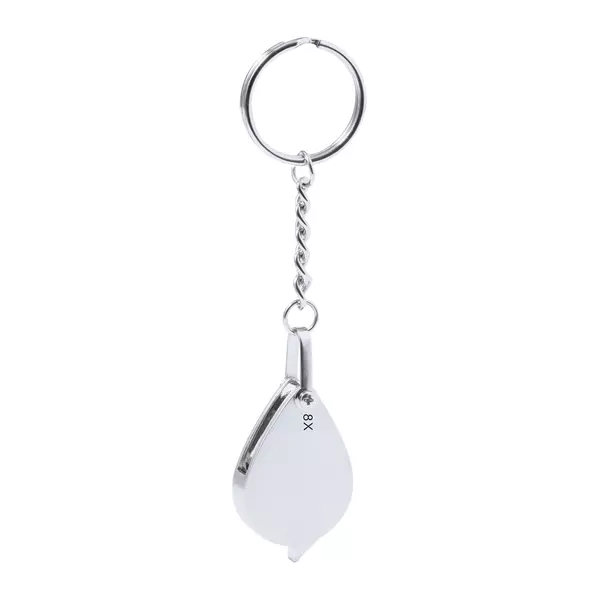 Metal keyring with magnifying glass
