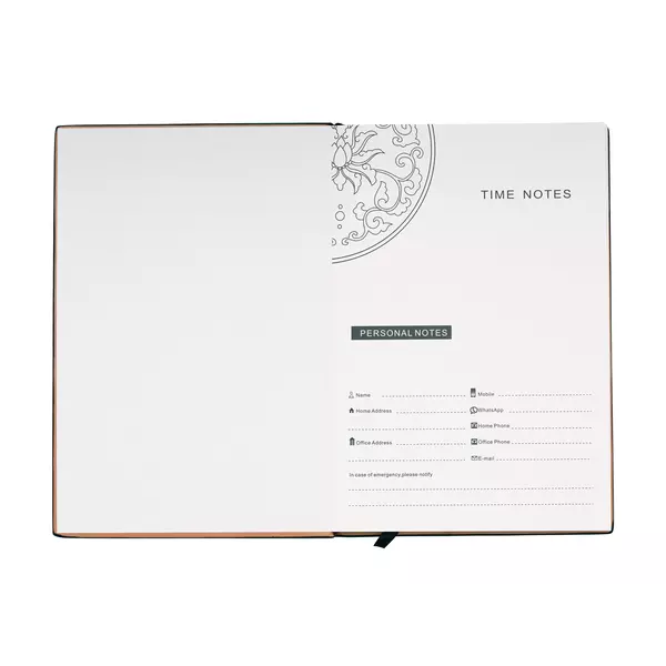 Notebook with thermal leather and metal plate