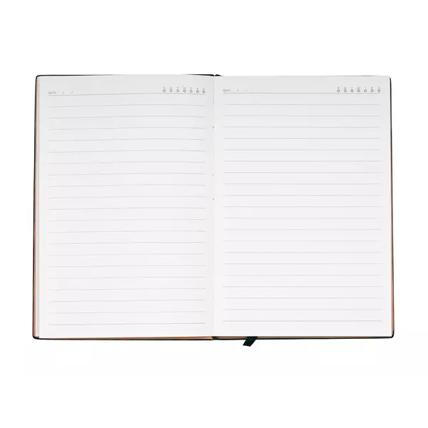 Notebook with thermal leather and metal plate