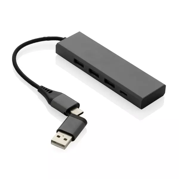 Terra RCS рециклиран алуминиев хъб с USB портове