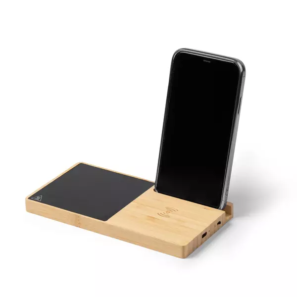 Подложка за чаша с безжично зарядно и стойка за телефон