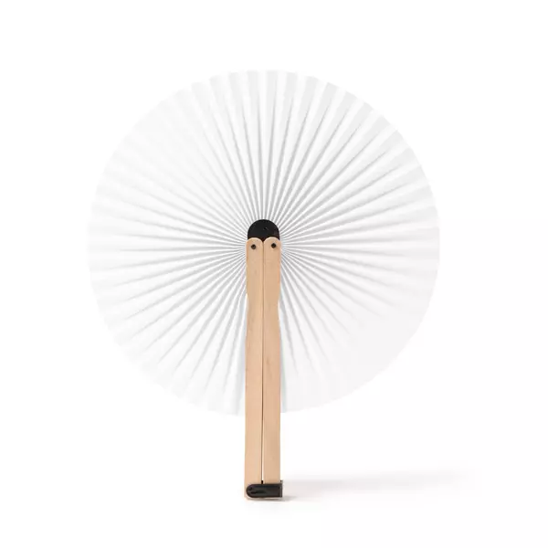 Foldable fan with wooden spokes