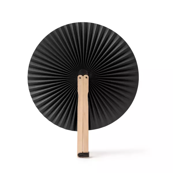 Foldable fan with wooden spokes