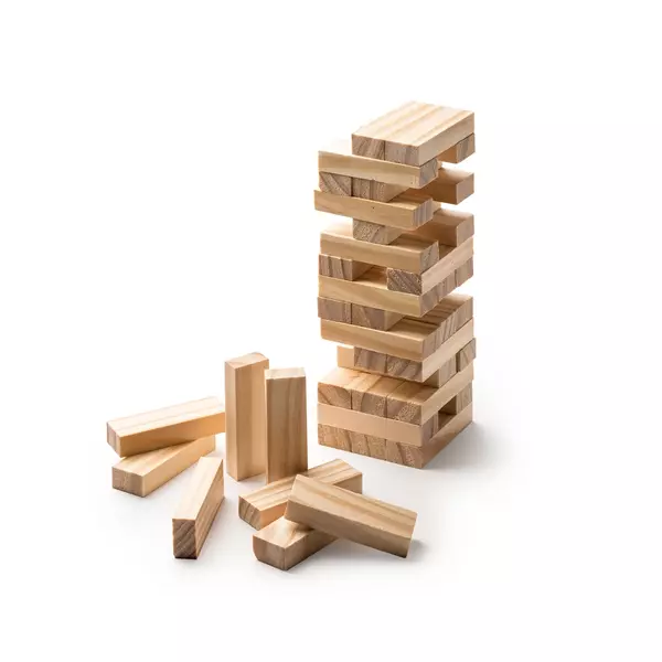 Jenga in cotton drawstring bag