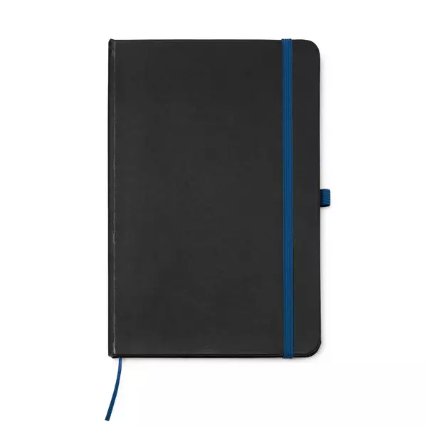 Black notebook with contrasting color elements