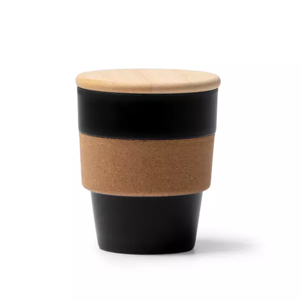 Eco cup with bamboo lid and cork grip