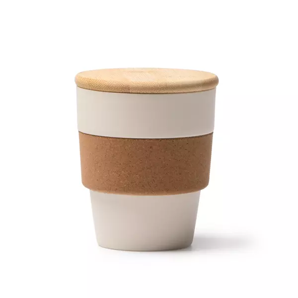 Eco cup with bamboo lid and cork grip