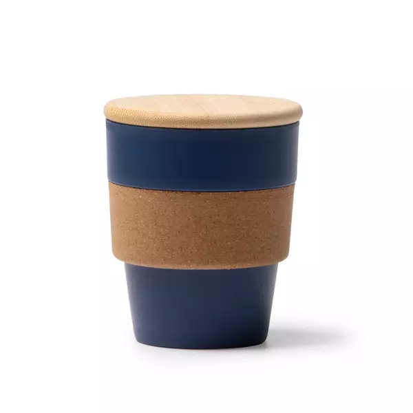 Eco cup with bamboo lid and cork grip
