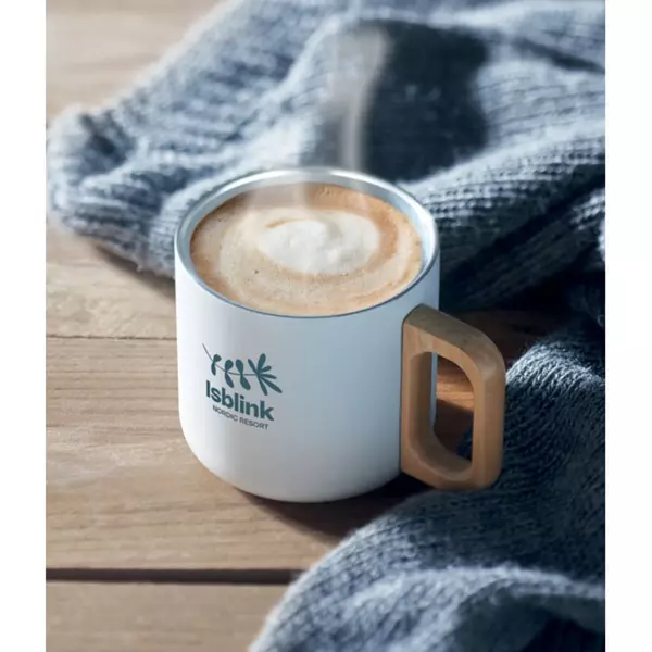 Double wall mug with a wooden handle 350 ml