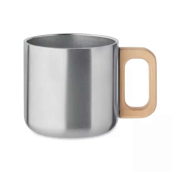 Double wall mug with a wooden handle 350 ml