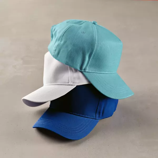 Baseball cap 5 panels with an adjustable metal buckle