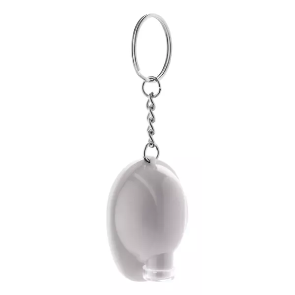 Helmet shaped keychain with an LED flashlight