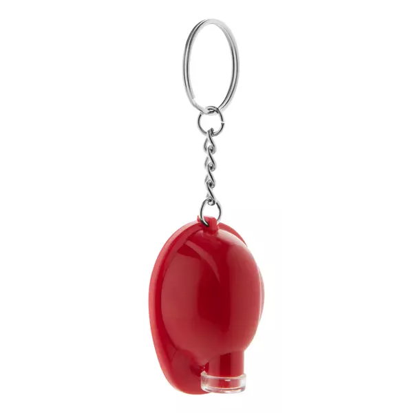 Helmet shaped keychain with an LED flashlight