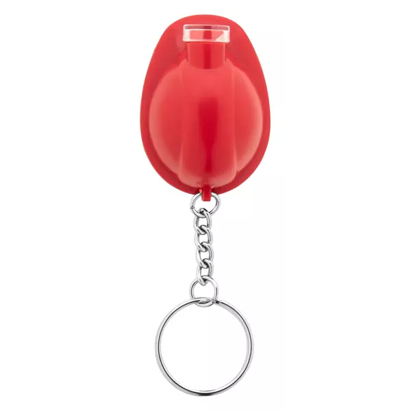 Helmet shaped keychain with an LED flashlight