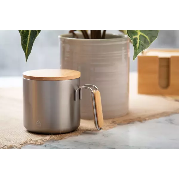 Steel thermomug with a bamboo lid 300 ml