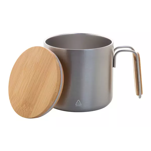 Steel thermomug with a bamboo lid 300 ml