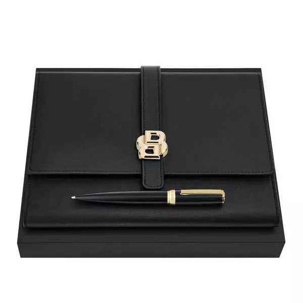 Комплект папка А5 и метална химикалка Black & Gold