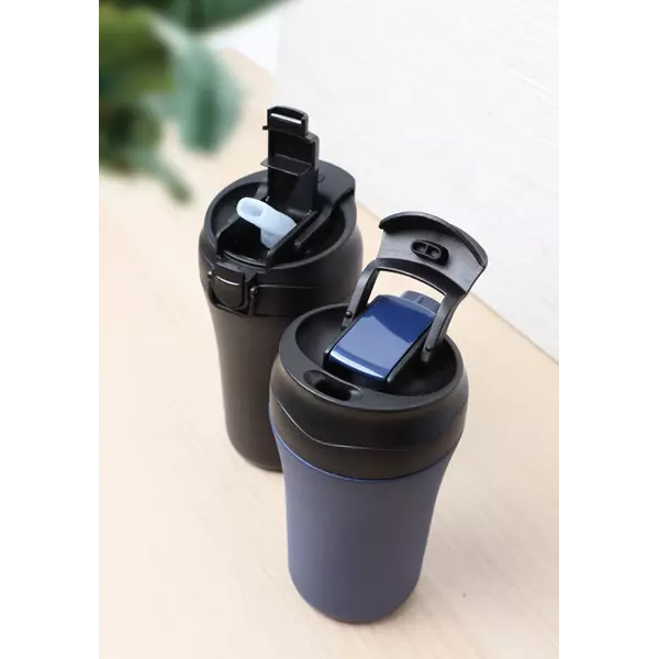 Thermos cup with push-button opening and straw 400 ml