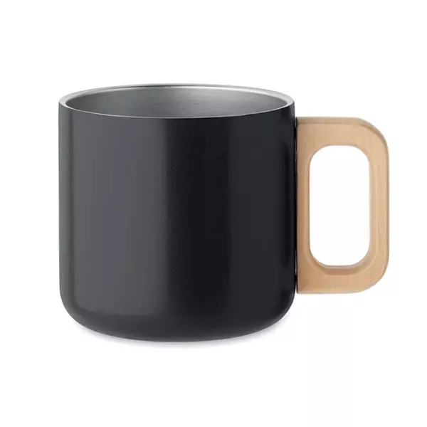 Double wall mug with a wooden handle 350 ml