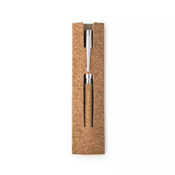 Cork and metal ballpoint pen with twist mechanism