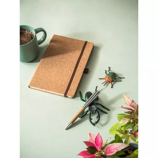 Cork and metal ballpoint pen with twist mechanism